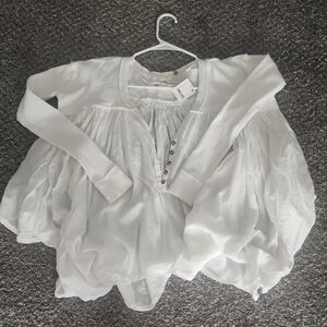 NWT Free People - We the Free Lyrical Tunic Top Extra Small White Blouse